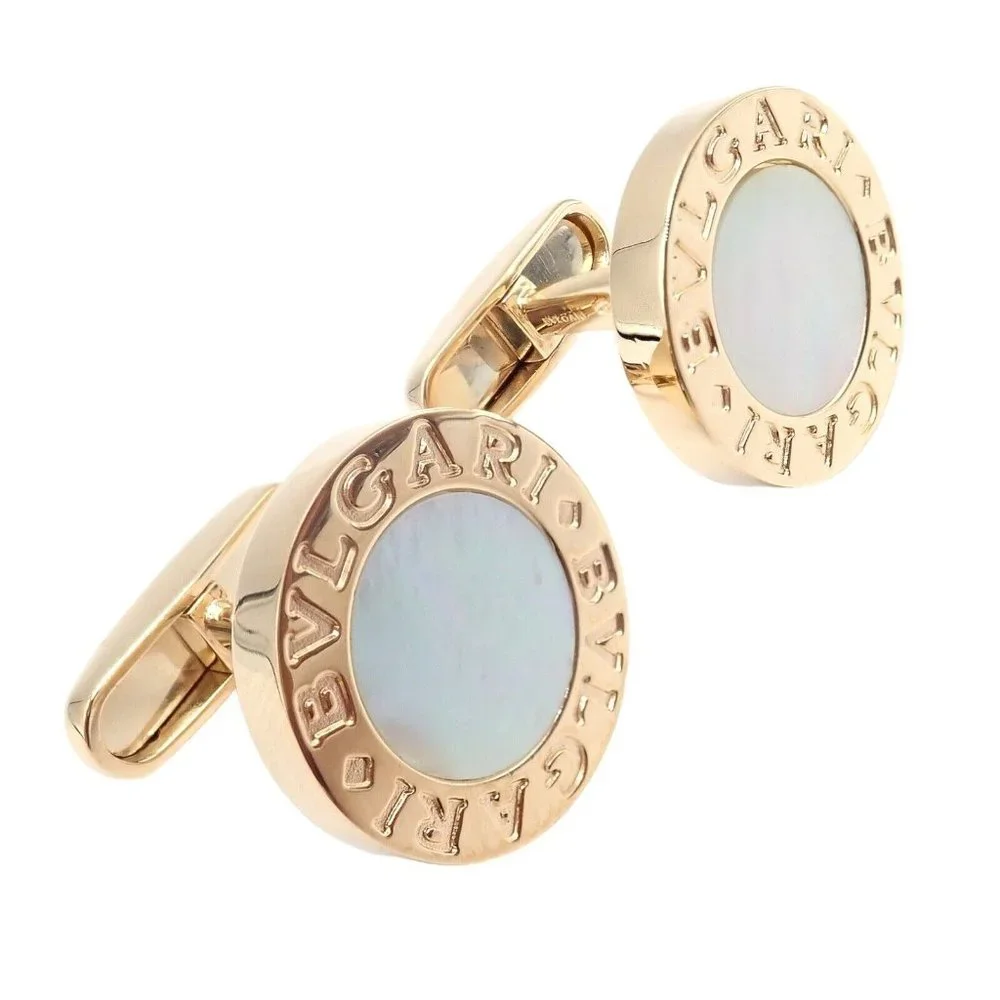 Authentic! Bvlgari Bulgari 18k Yellow Gold Multicenter Cufflink Kit Set